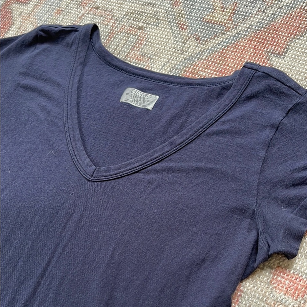 V-Neck Short Sleeve Tee in Navy - Women's Essential